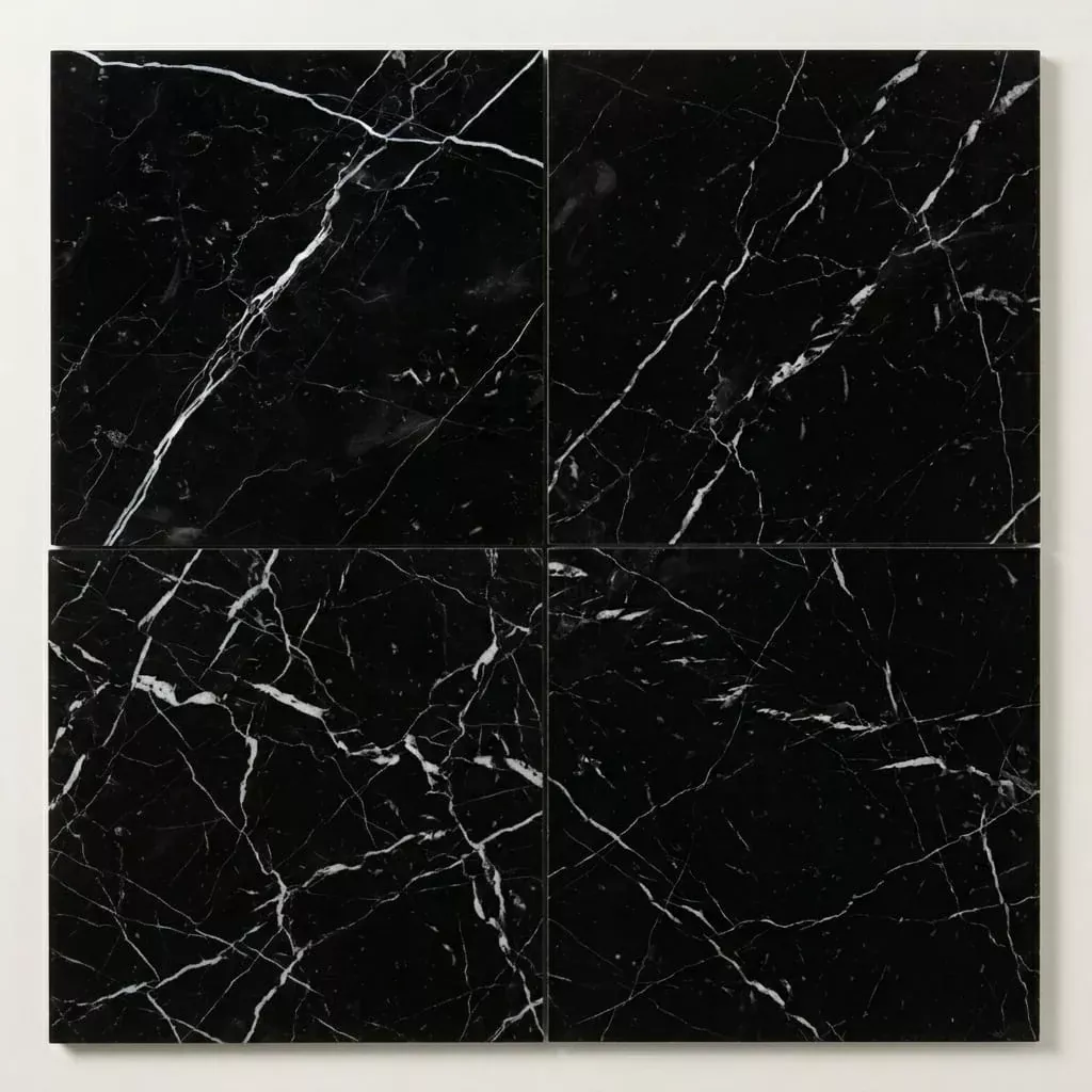 Nero Marquina Marble Tile 18x18 Polished