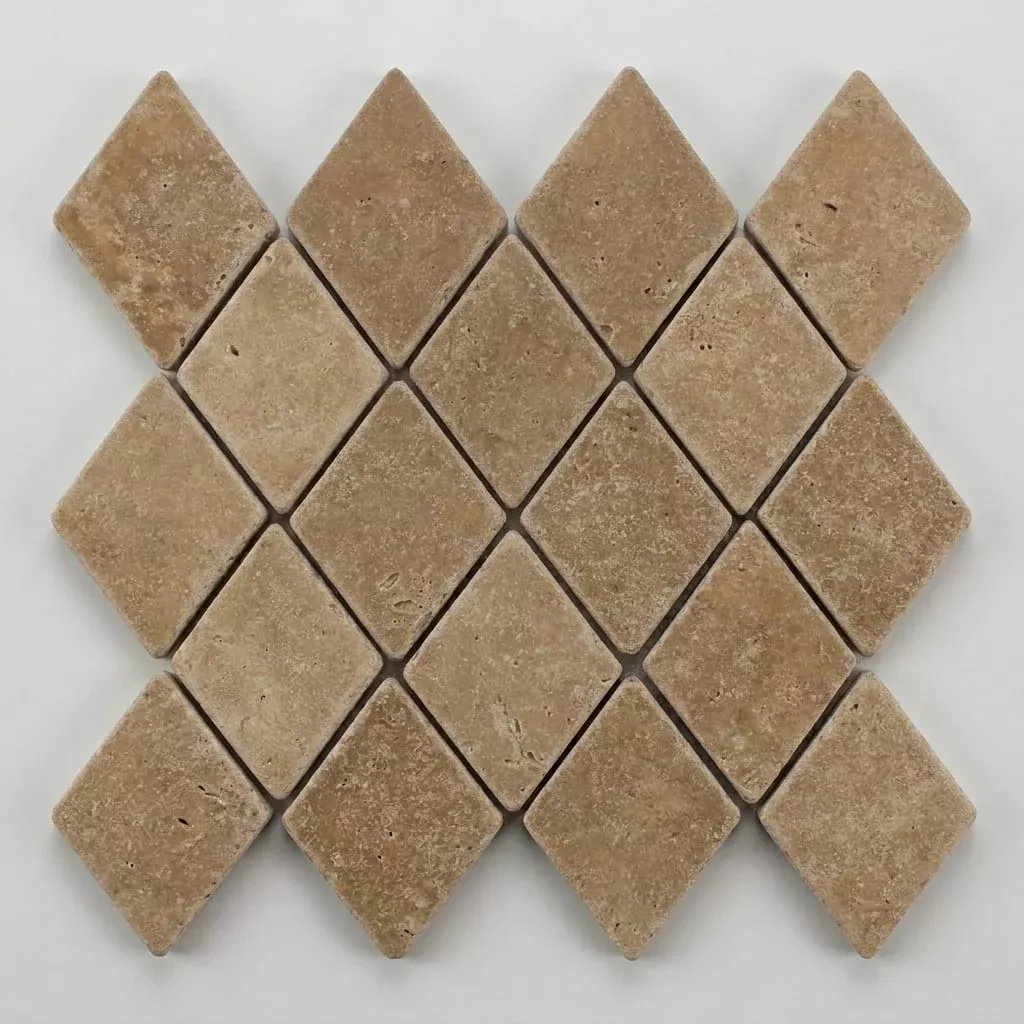 Noce 2x4 Diamond Tumbled TravertineMosaic