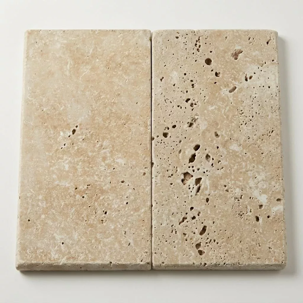 Noce Travertine Coping 12x24 Unfilled, Honed Bullnose2 inch