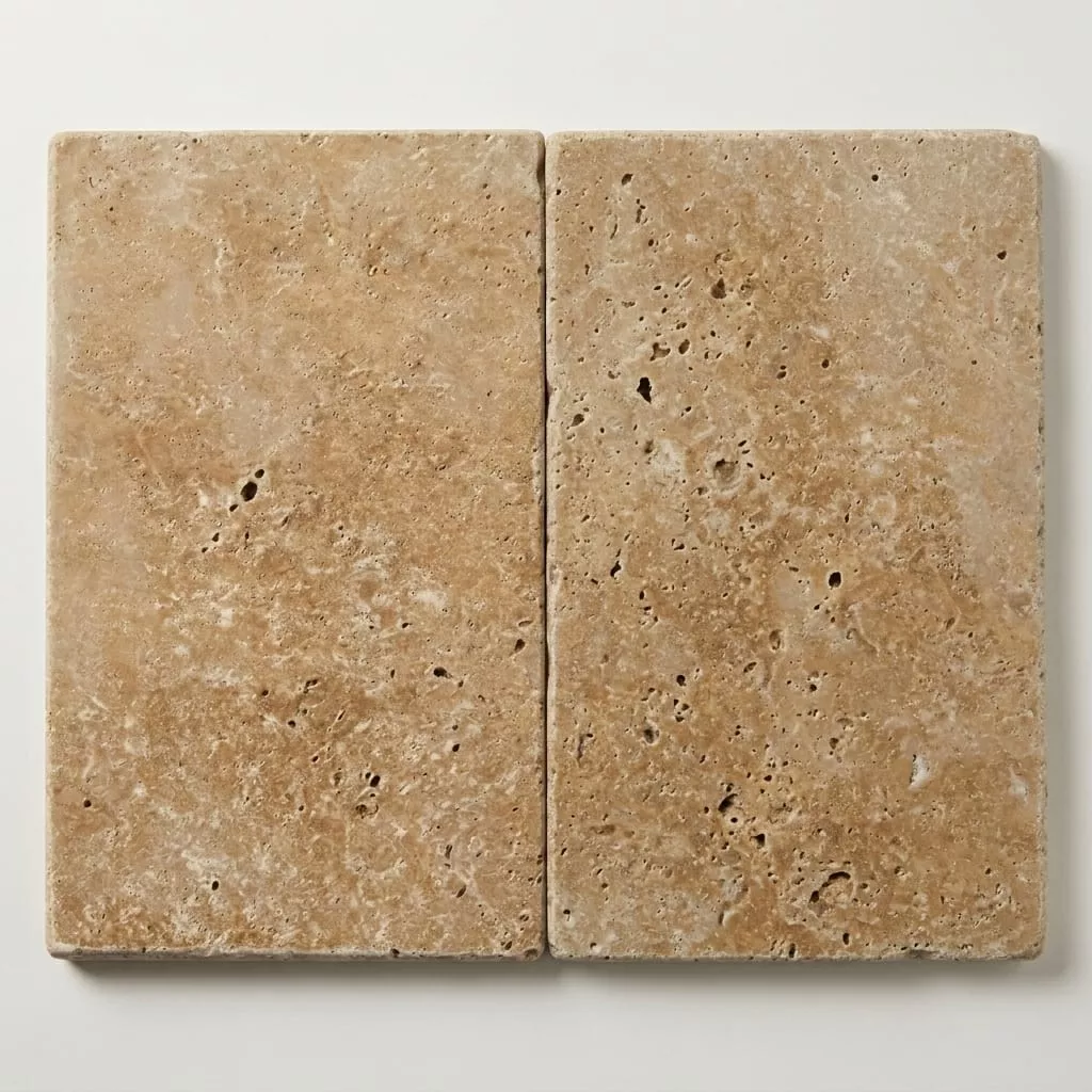 Noce Travertine Coping 16x24 Tumbled Bullnose, Brown 1.25 inch