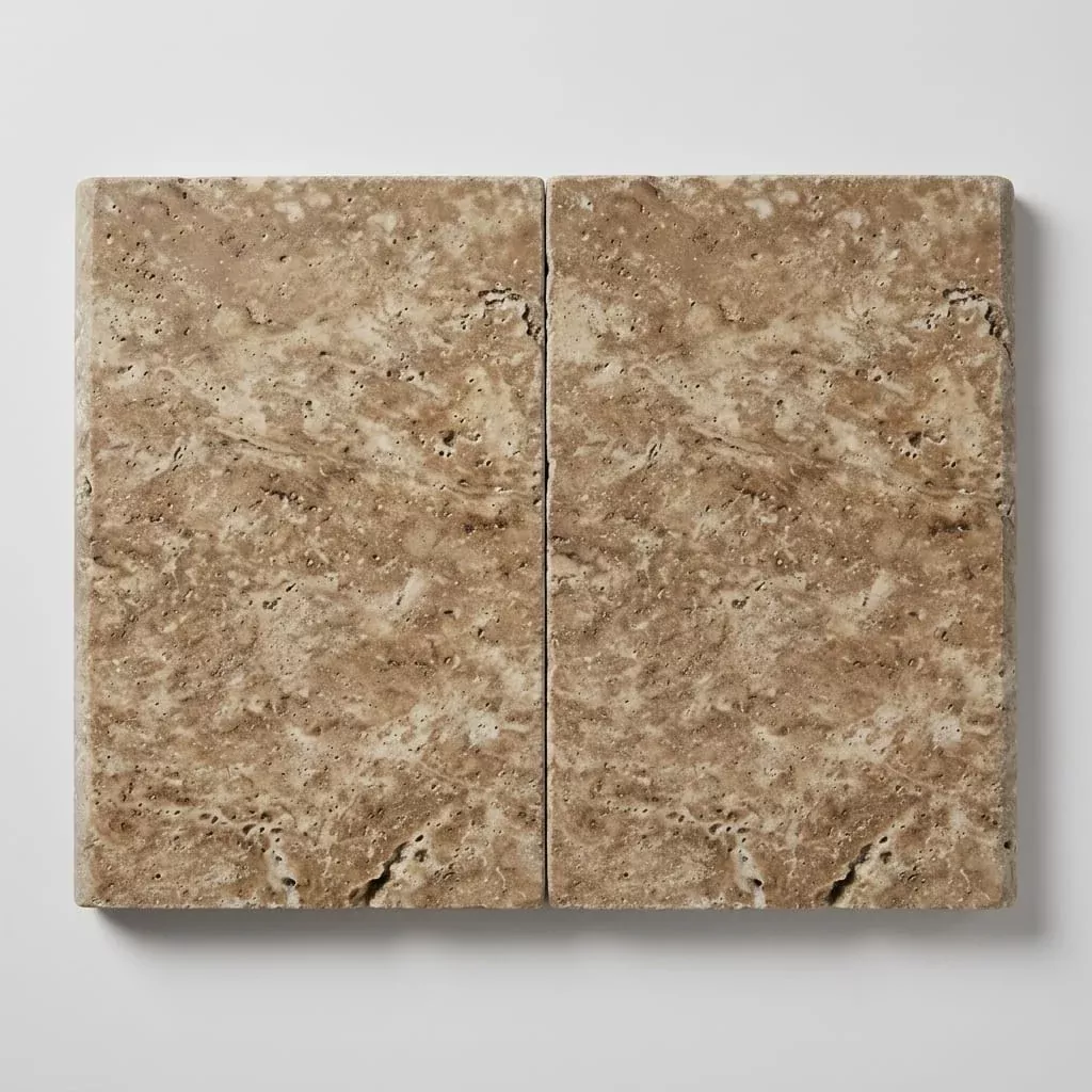 Noce Travertine Coping 16x24 Tumbled Bullnose2 inch