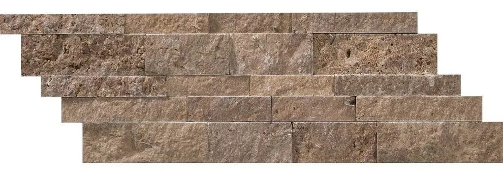 Noce Travertine Ledger Panel 6x20 Splitface