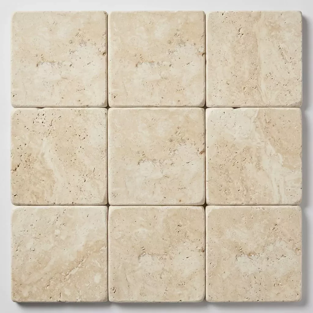 Nysa Travertine Coping 12x12 Tumbled Bullnose1.25 inch