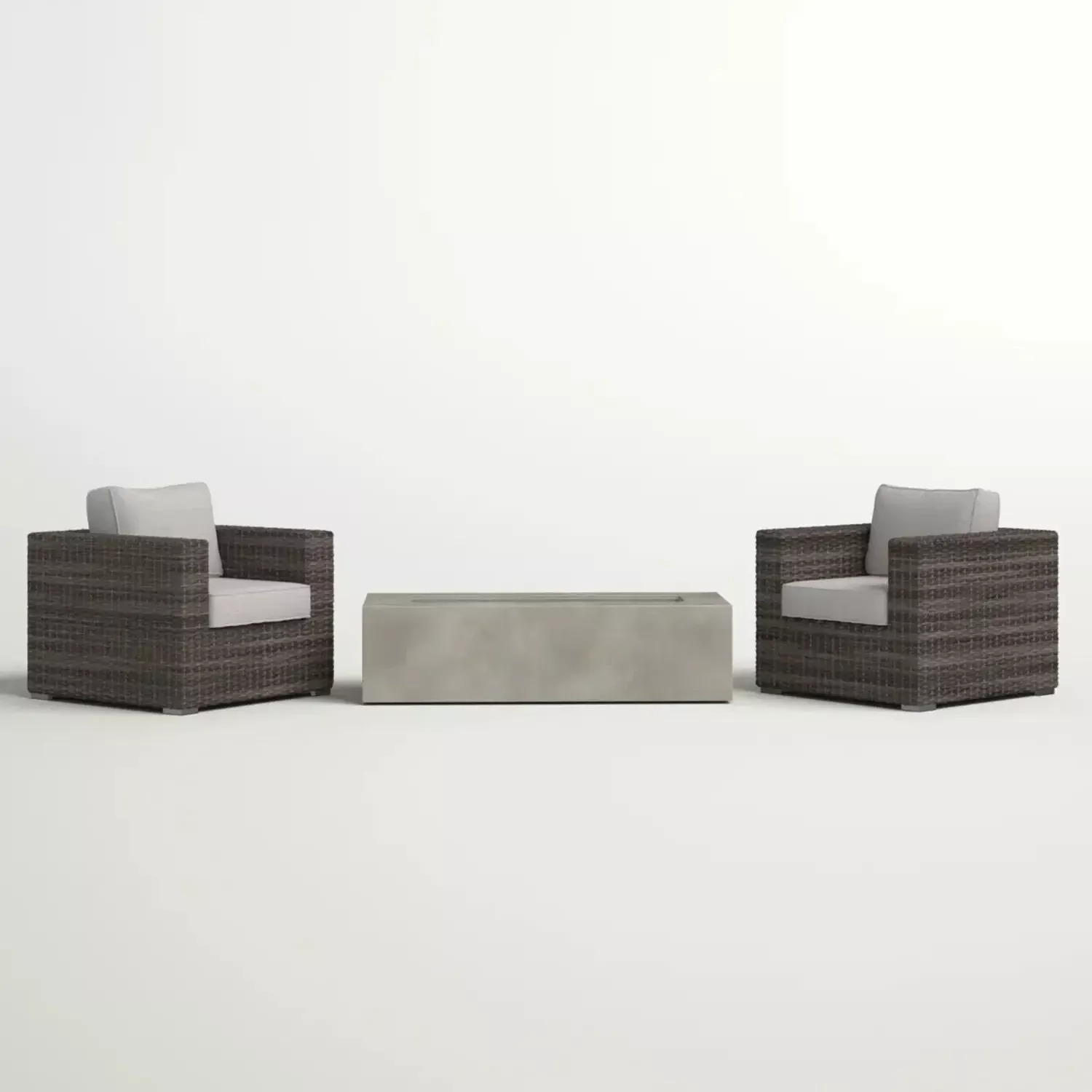 Outdoor Rattan Wicker Seating Set With Cushions 2 Person Patio Furniture - Espresso / Gray