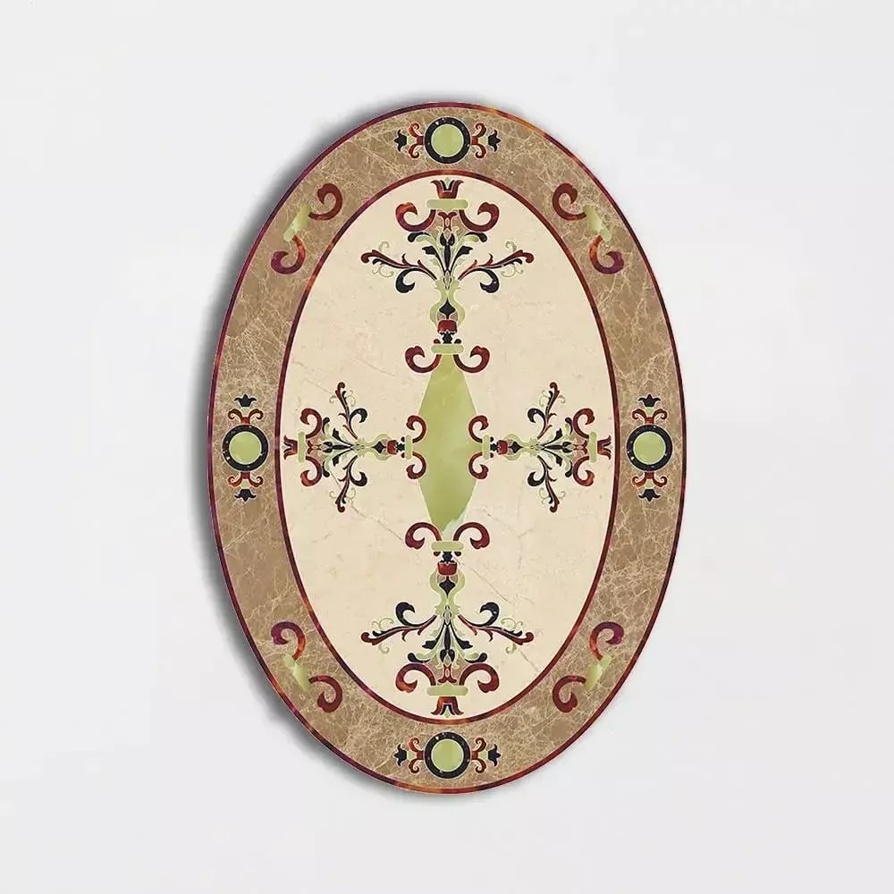 Oval Aluminum Backed Multi Finish Hermes Marble Medallions 3x5