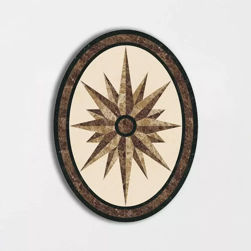 Oval Aluminum Backed Multi Finish North Star Marble Medallions 3x4