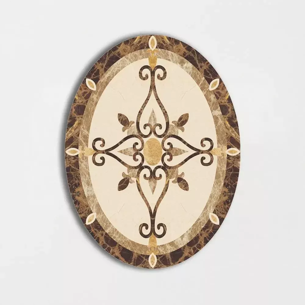 Oval Aluminum Backed Multi Finish Primavera Marble Medallions 3x4