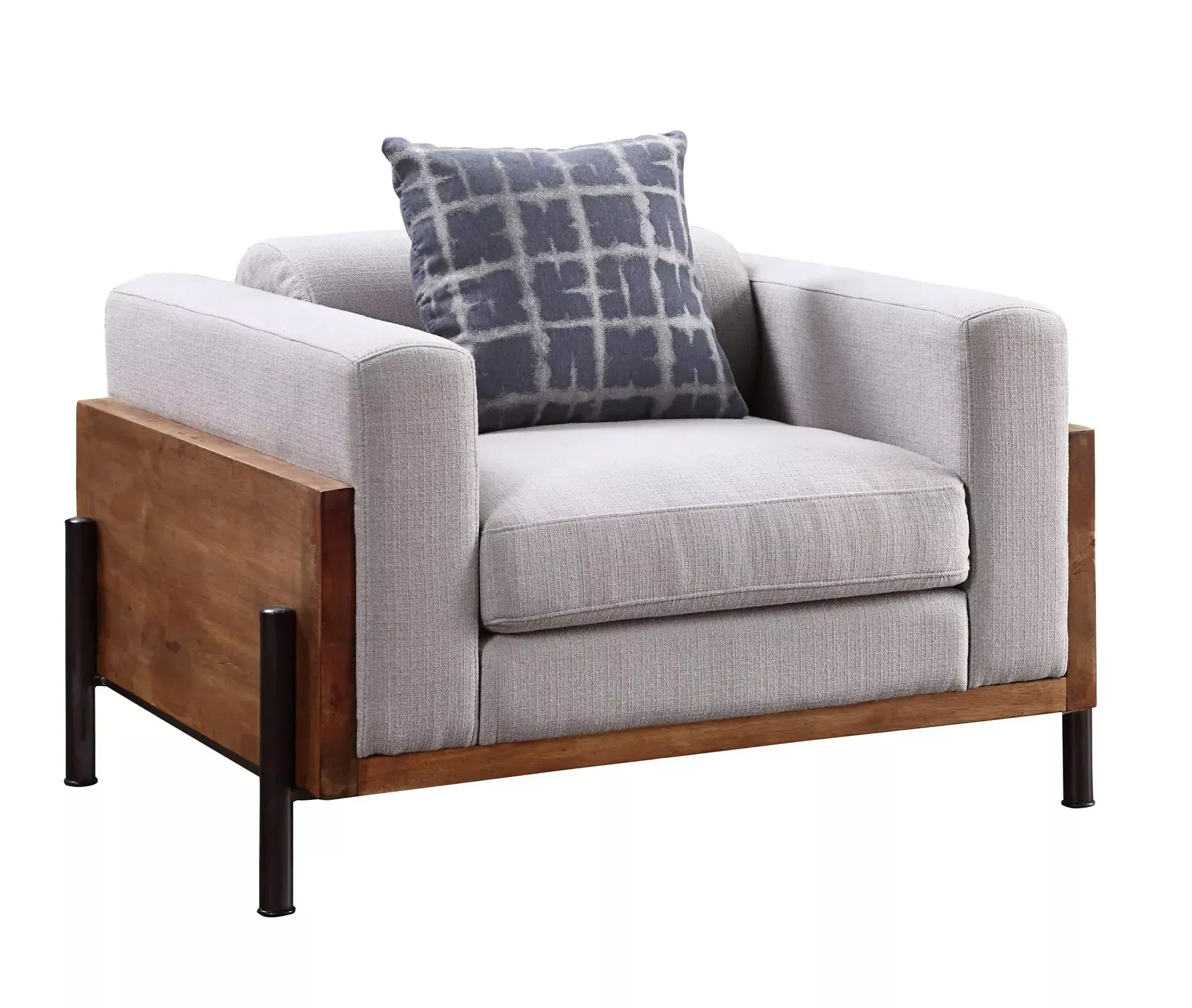 Pelton - Chair With Pillow - Fabric & Walnut