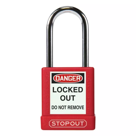 Plastic Body Aluminum Padlock Red Keyed Differently 1 1/2" Shackle Clearance