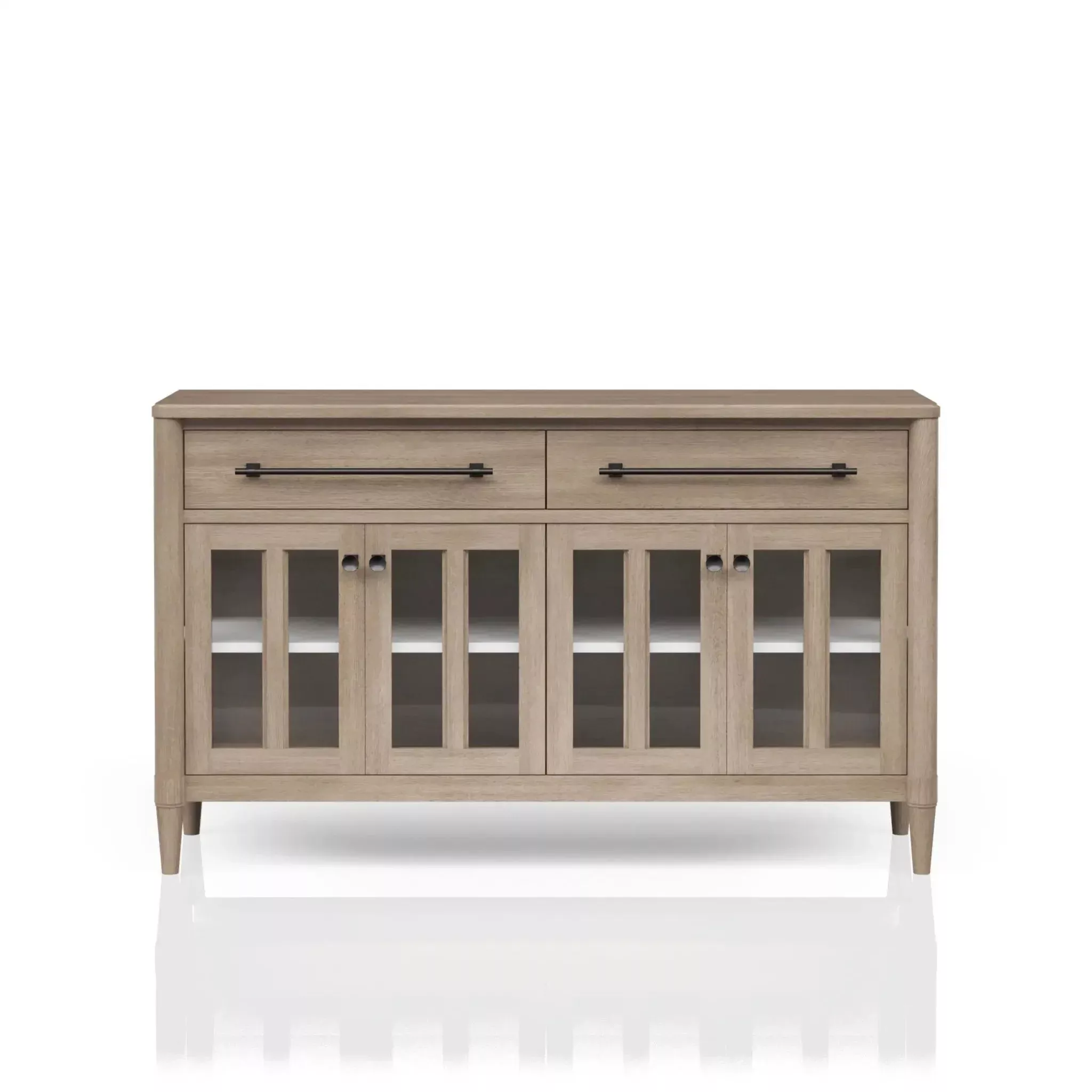 Power Ready - Buffet With Glass Cabinet Doors - Sand