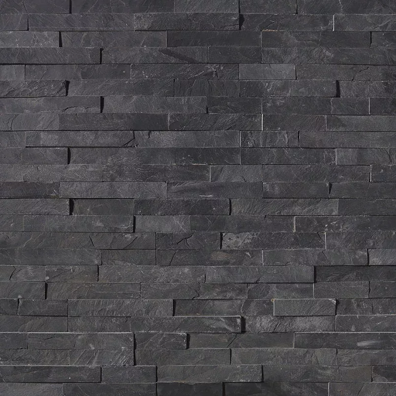 Premium Black 6x24 Panel Splitface Slate Ledger Stone
