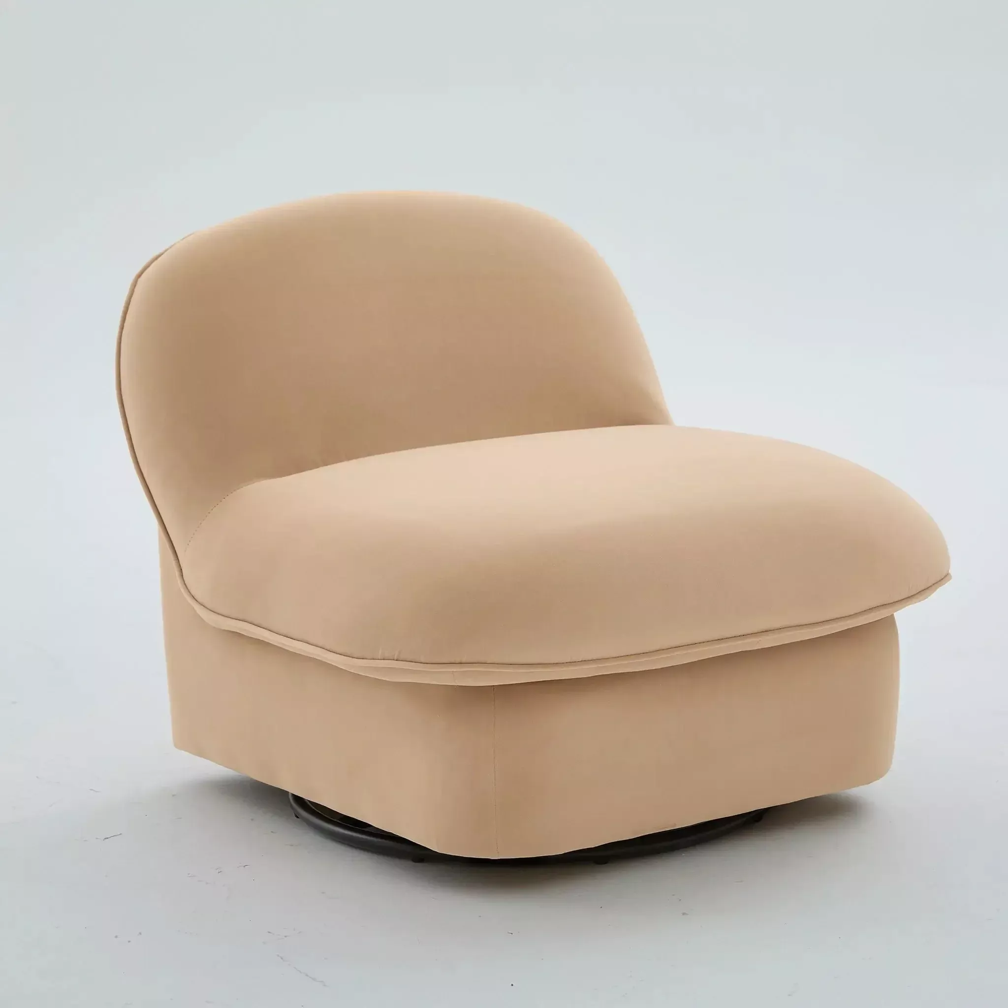 Pumpkin Shaped Swivel Accent Chair, 360 Degree Rotation For Living Room