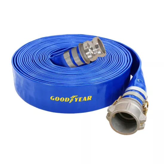 PVC Discharge Hose - 6" ID X 50' Blue with Couplings