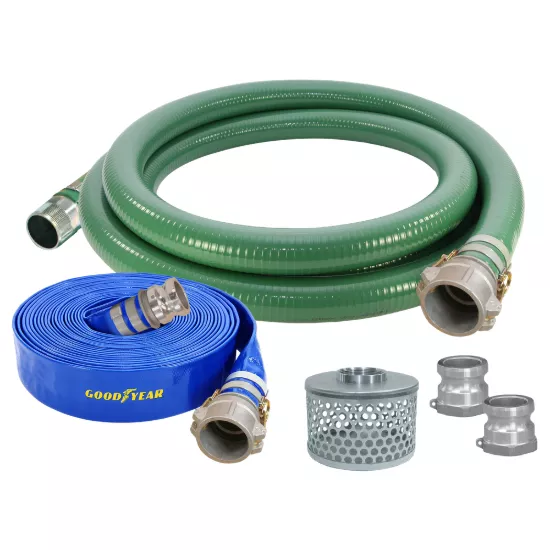 PVC Water Suction Hose Kit - 2" ID with Quick Coupling Ends