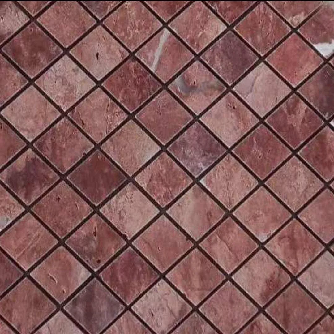 RED TRAVERTINE, LOSANGO, Mosaic - Mediterranean