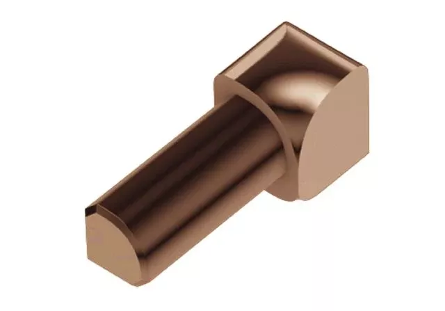 Rondec 90 Degree Inside Corner Metal Tile Edging Trim - Polished Copper Anodized Aluminum