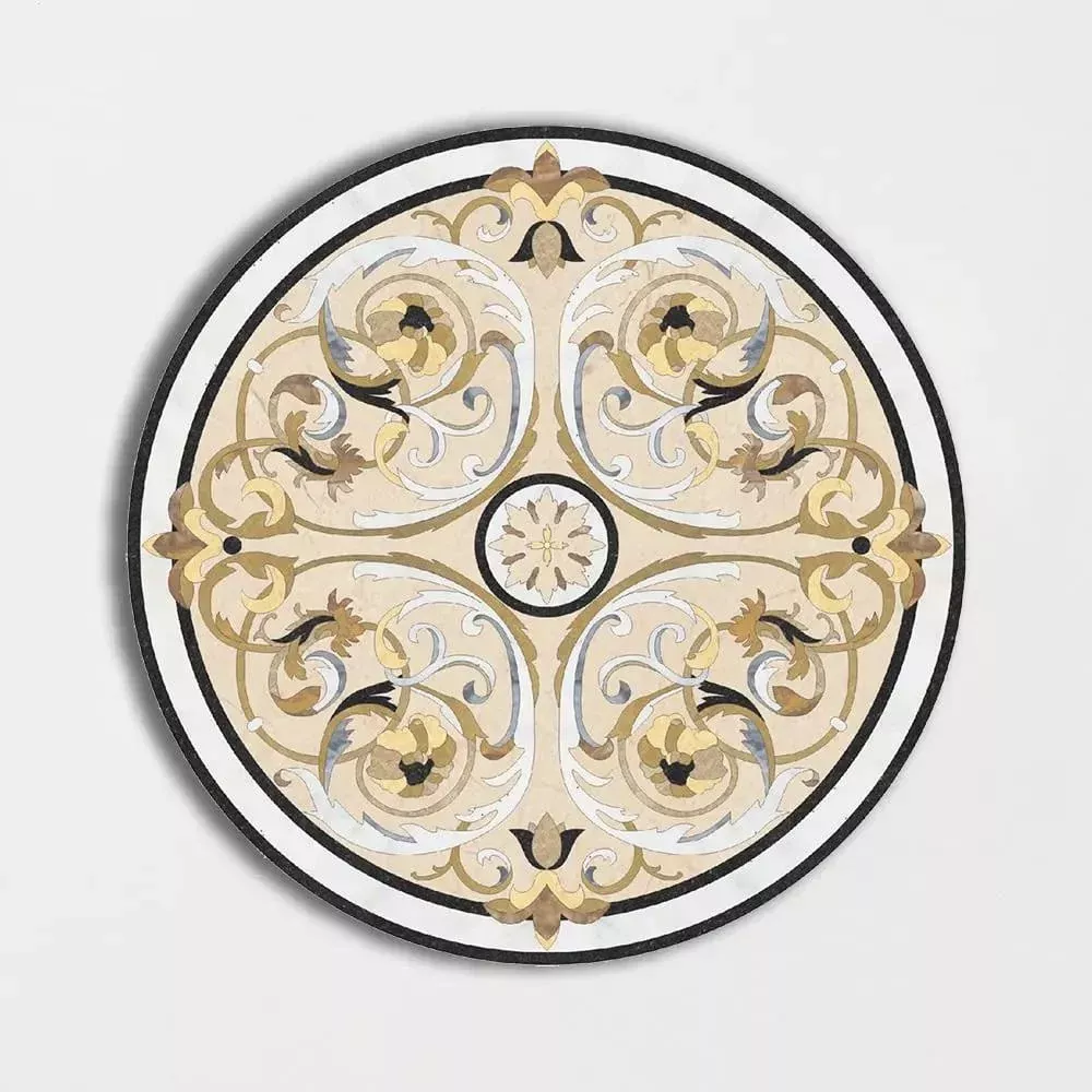 Round Aluminum Backed Multi Finish Milan Black Marble Medallions 48