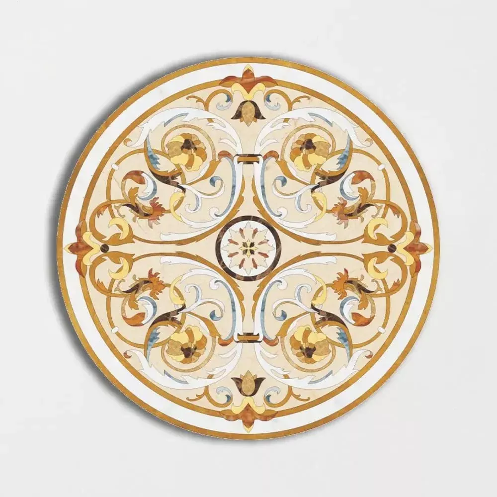 Round Aluminum Backed Multi Finish Milan Light Marble Medallions 60