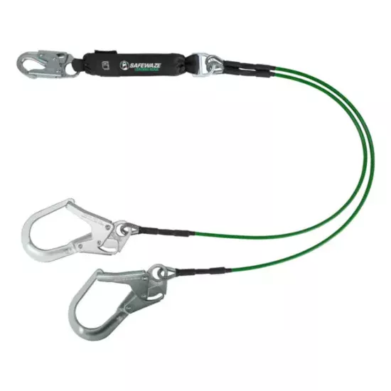 Safewaze Leading Edge 6' Energy Absorbing Lanyard - Dual Leg - Rebar Hooks