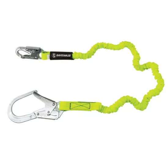 Safewaze Pro 6' Stretch Internal Energy Absorbing Lanyard - Rebar Hook
