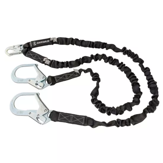 Safewaze V-Line 6' Internal Energy Absorbing Lanyard - Dual Leg - Rebar Hooks