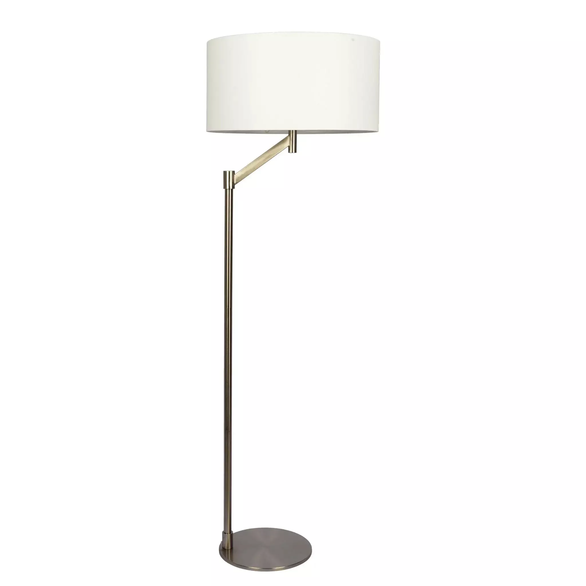 Serene - Floor Lamp With Rotary Switch Base Linen Shade - Brushed Nickel / White