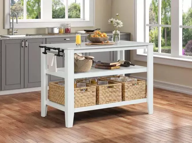 Sezye - Kitchen Island - Marble Top & White