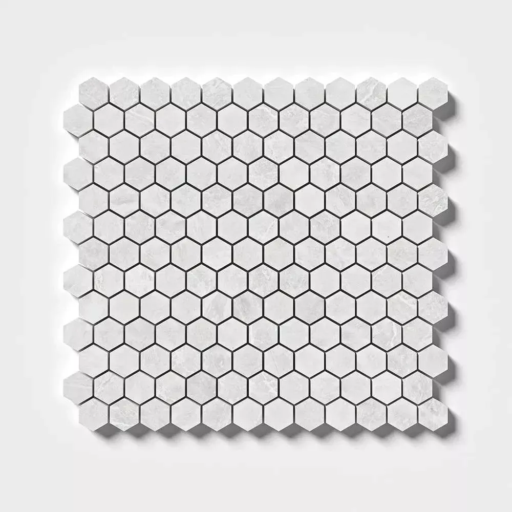 Siberian White Honed Hexagon Marble Mosaics 11 1/2x12 1/4