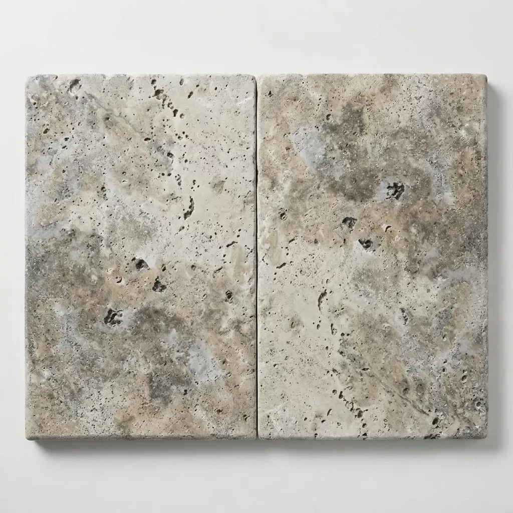 Silver Cream 16x24 Pool Coping Bullnosed Edge 5cm Tumbled Travertine Paver