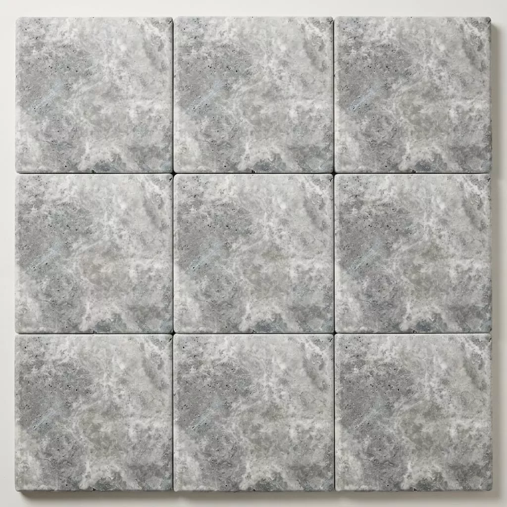 Silver Travertine Coping 12x12 Tumbled Bullnose1.25 inch