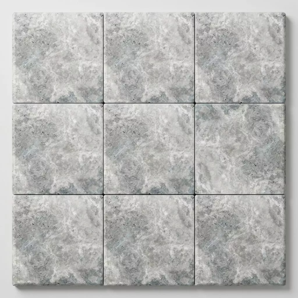 Silver Travertine Coping 12x12 Unfilled Honed Bullnose 1.25 inch