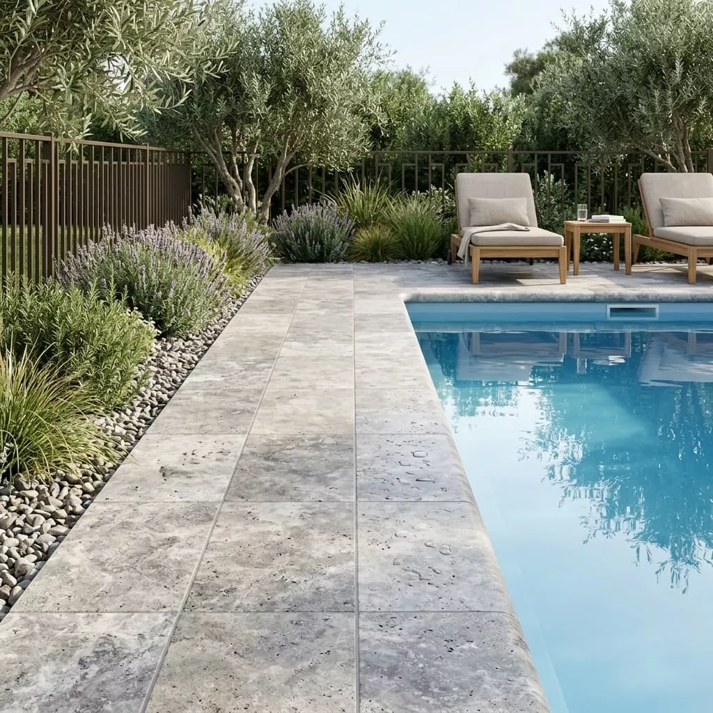 Silver Travertine Coping 12x12Bullnose5 cm