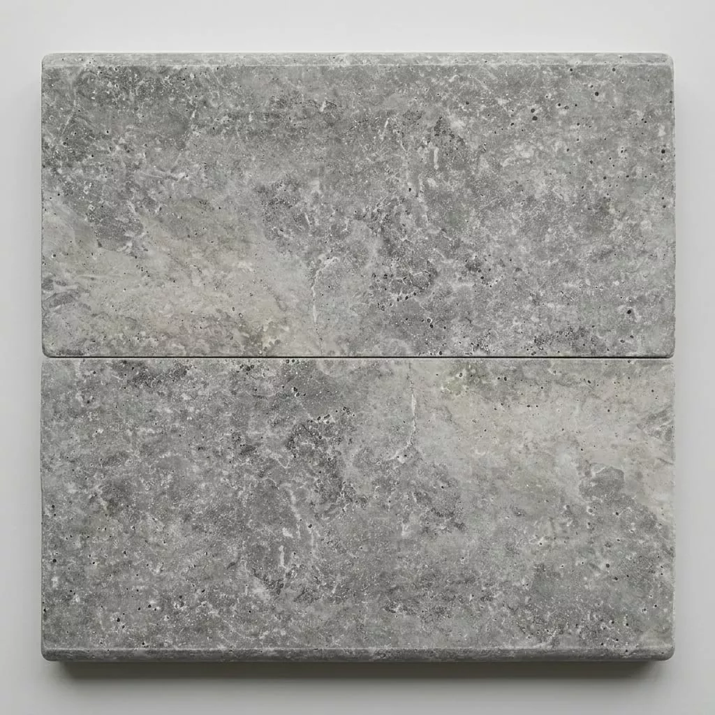 Silver Travertine Coping 12x24 Filled, Honed Bullnose1.25 inch