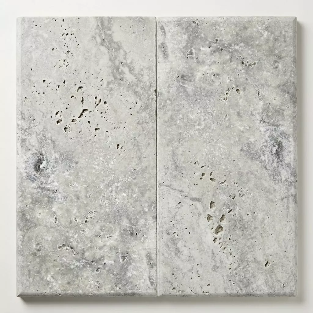 Silver Travertine Coping 12x24 Unfilled Honed Bullnose 2 inch