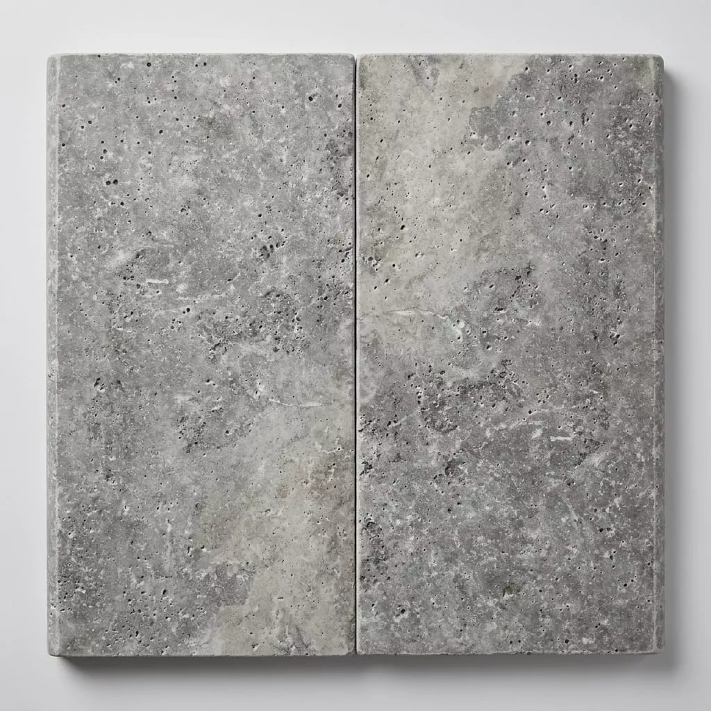 Silver Travertine Coping 12x24 Unfilled, Honed Bullnose1.25 inch