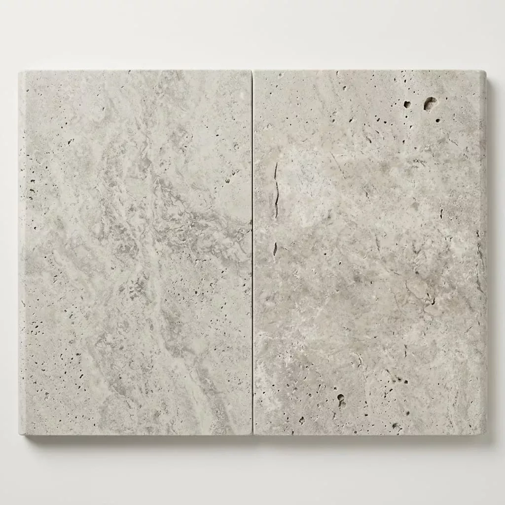 Silver Travertine Coping 16x24 Unfilled Honed Bullnose 2 inch