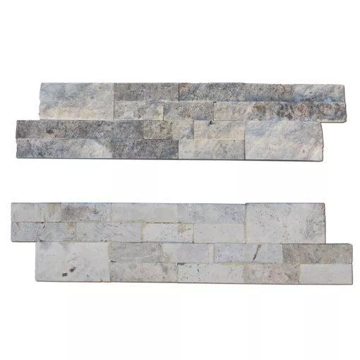 Silver Travertine Ledger Panel 6x24 Splitface
