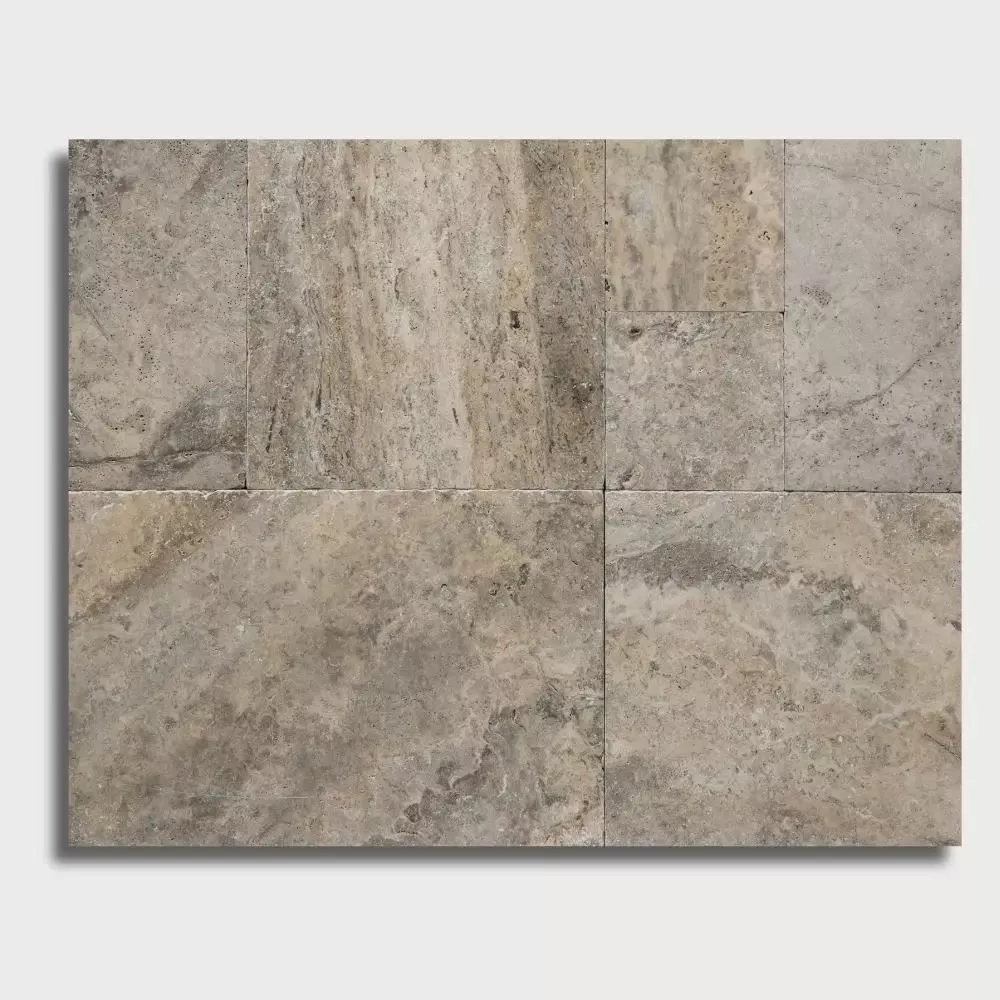 Silver Tumbled French Pattern Travertine Pavers French Pattern