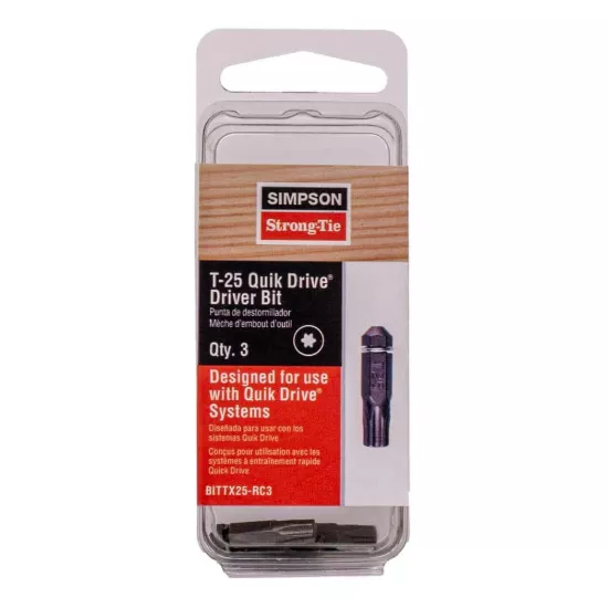 Simpson BITTX - T25 6-Lobe Quik Drive Bit - 3 pack