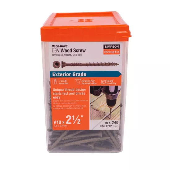 Simpson DSVT - #10 x 2-1/2" Deck-Drive DSV Wood Screw - Tan - 240/box