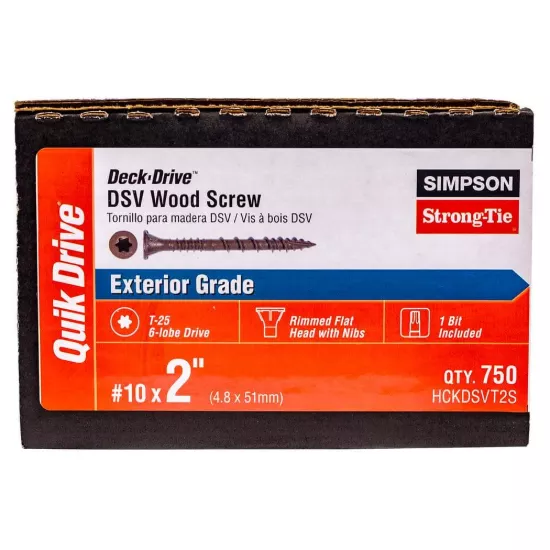 Simpson DSVT - #10 x 2" Tan Deck-Drive DSV Collated Wood Screw - 1500/box