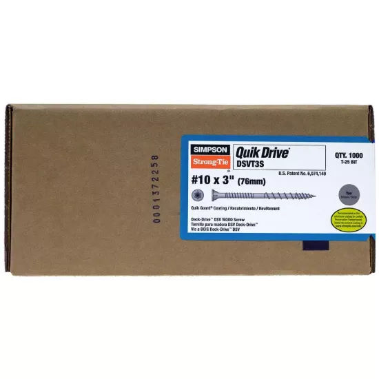 Simpson DSVT - #10 x 3" Tan Deck-Drive DSV Wood Screw - 1000/box