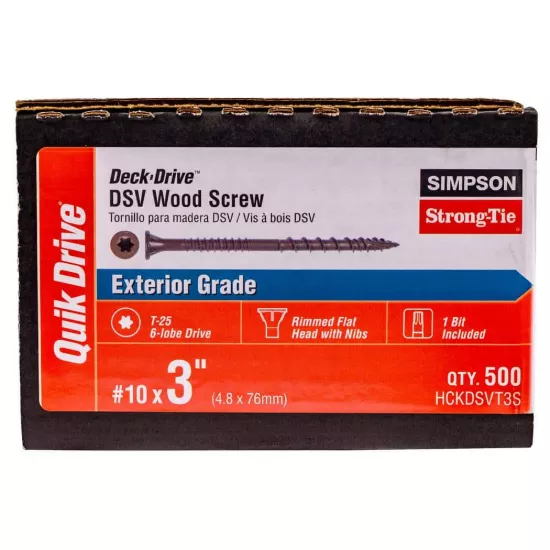 Simpson HCKDSVT - #10 x 3" Tan Deck-Drive DSV Collated Wood Screw - 500/box