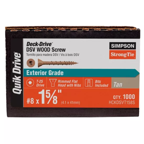 Simpson HCKDSVT - #8 x 1-5/8" Tan Deck-Drive DSV Wood Screw - 1000/box