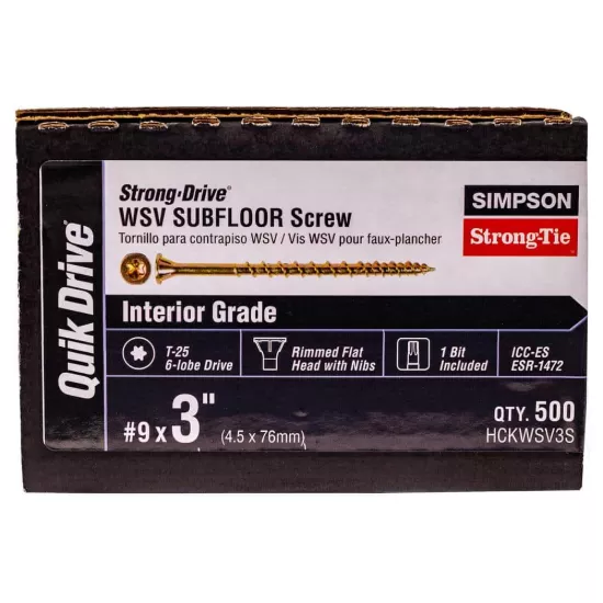 Simpson HCKWSV - #9 x 3" Yellow-Zinc Strong-Drive WSV Collated Subfloor Screw - 500/box