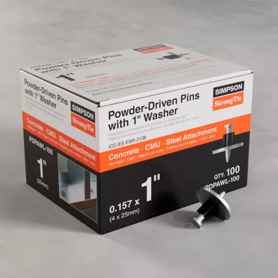 Simpson PDPAWL .157-" x 1-" Powder-Actuated Pin w/ 1-" Washer - 100/box