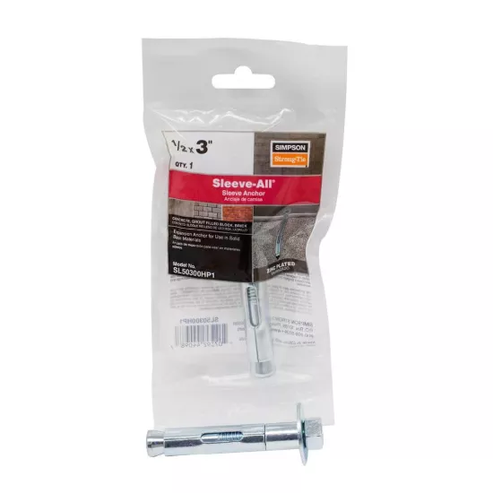 Simpson Sleeve All Hex Head Sleeve Anchor - 1/2" x 3" - 100/box