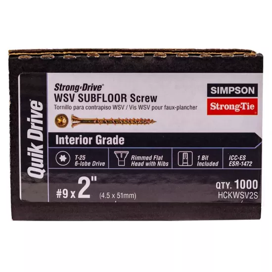 Simpson WSV - #9 x 2" Yellow-Zinc Strong-Drive Collated Subfloor Screw - 2000/box