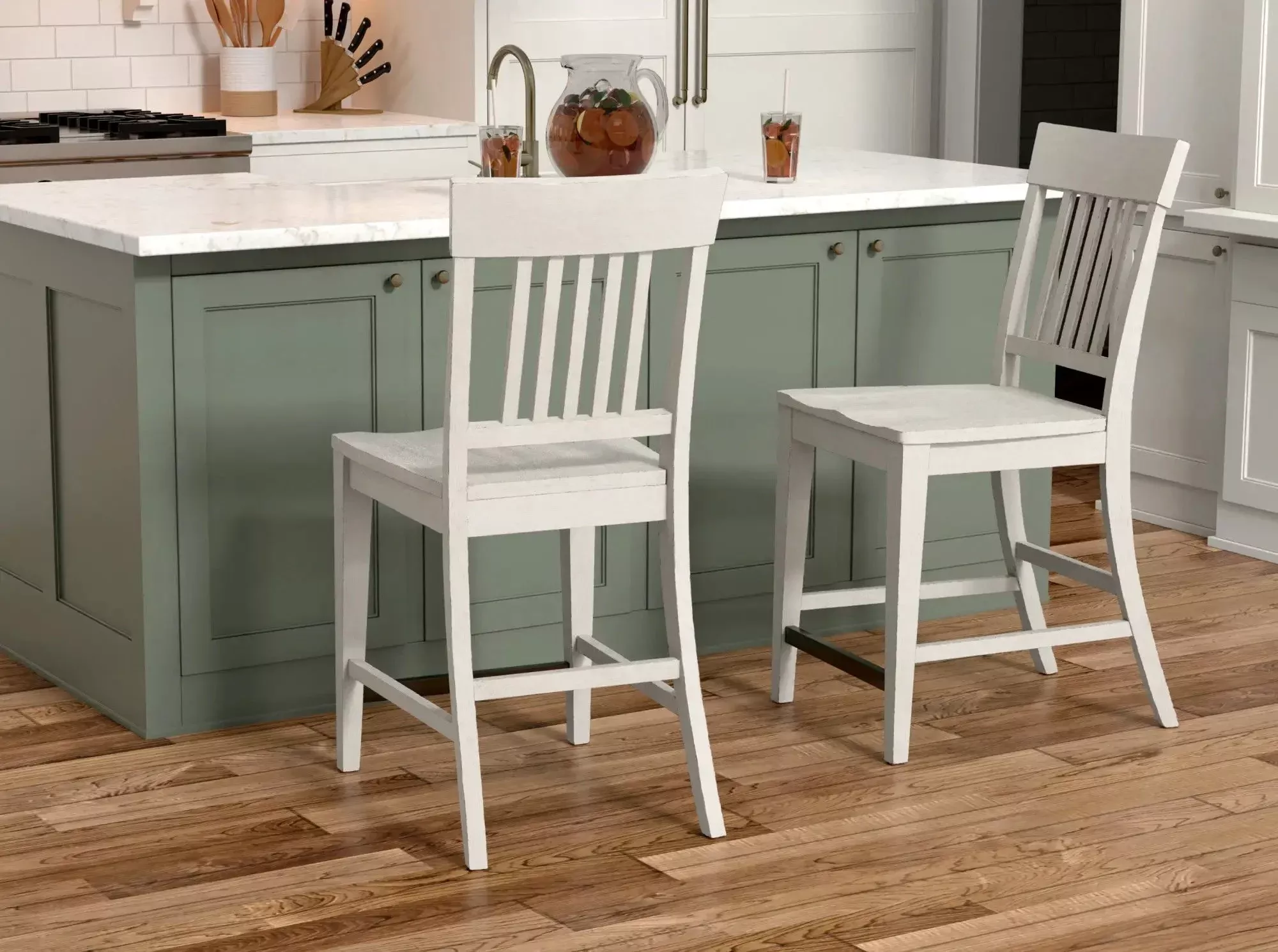 Slat Back Counter Stools (Set of 2) - White