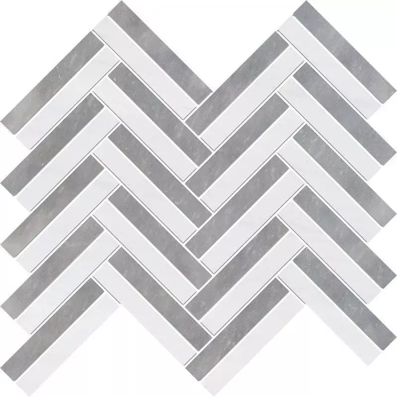 Snow White, Allure Multi Finish Raya Basket Marble Mosaics 12x12